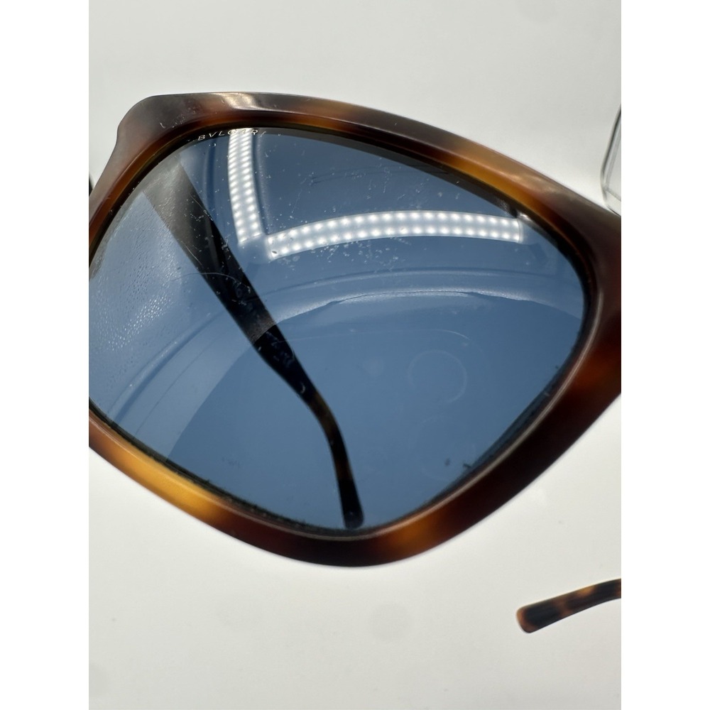 BVLGARI BV7024 5356/73 Sand Brown Horn 59.17.140 Unisex Sunglasses Blue Lens - Picture 7 of 10